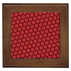 Red Passion Floral Pattern Framed Tiles by DanaeStudio