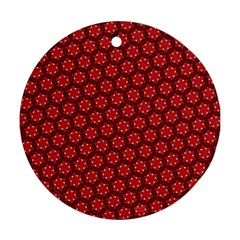 Red Passion Floral Pattern Ornament (round)  by DanaeStudio