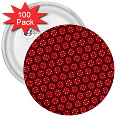 Red Passion Floral Pattern 3  Buttons (100 Pack)  by DanaeStudio