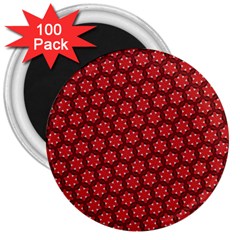 Red Passion Floral Pattern 3  Magnets (100 Pack)