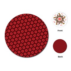 Red Passion Floral Pattern Playing Cards (round) 