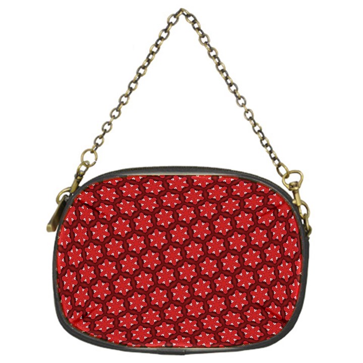 Red Passion Floral Pattern Chain Purses (One Side) 