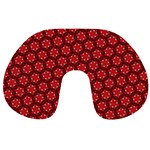 Red Passion Floral Pattern Travel Neck Pillows Back