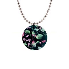 Modern Green And Pink Leaves Button Necklaces