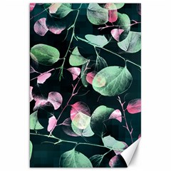 Modern Green And Pink Leaves Canvas 20  X 30   by DanaeStudio