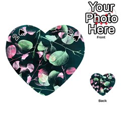 Modern Green And Pink Leaves Playing Cards 54 (heart) 