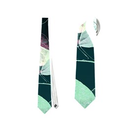 Modern Green And Pink Leaves Neckties (one Side)  by DanaeStudio