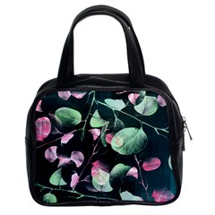 Modern Green And Pink Leaves Classic Handbags (2 Sides) by DanaeStudio