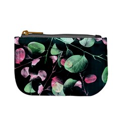 Modern Green And Pink Leaves Mini Coin Purses