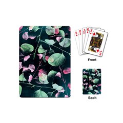 Modern Green And Pink Leaves Playing Cards (mini) 