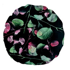 Modern Green And Pink Leaves Large 18  Premium Round Cushions by DanaeStudio