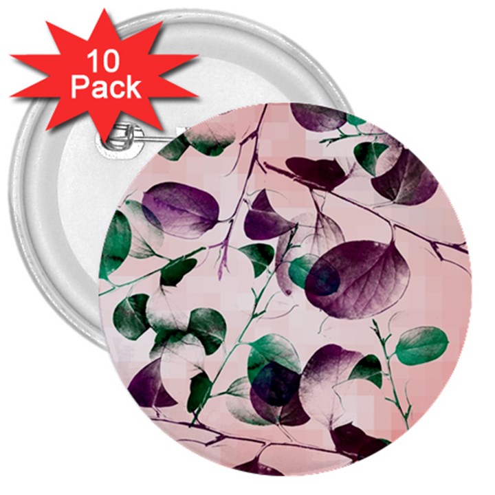 Spiral Eucalyptus Leaves 3  Buttons (10 pack) 