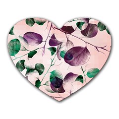 Spiral Eucalyptus Leaves Heart Mousepads by DanaeStudio