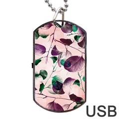 Spiral Eucalyptus Leaves Dog Tag Usb Flash (two Sides)  by DanaeStudio