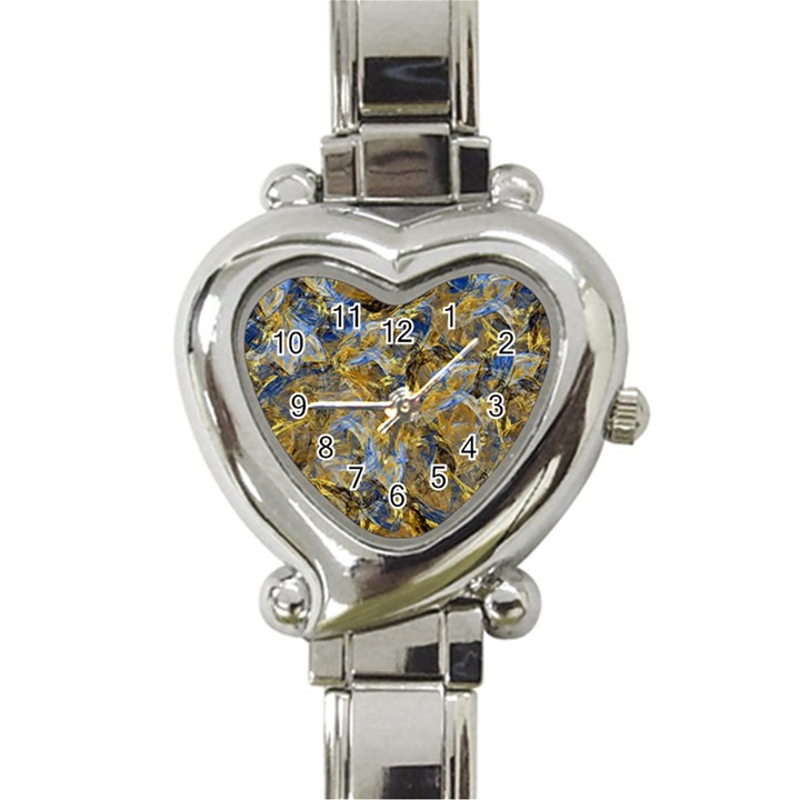 Antique Anciently Gold Blue Vintage Design Heart Italian Charm Watch