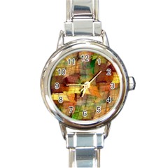 Indian Summer Funny Check Round Italian Charm Watch by designworld65