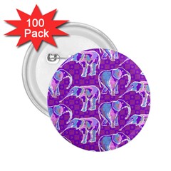 Cute Violet Elephants Pattern 2 25  Buttons (100 Pack)  by DanaeStudio