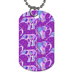 Cute Violet Elephants Pattern Dog Tag (two Sides) by DanaeStudio
