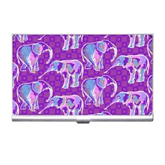 Cute Violet Elephants Pattern Business Card Holders by DanaeStudio