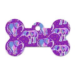 Cute Violet Elephants Pattern Dog Tag Bone (one Side) by DanaeStudio