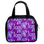 Cute Violet Elephants Pattern Classic Handbags (2 Sides) Front