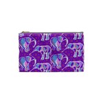 Cute Violet Elephants Pattern Cosmetic Bag (Small)  Front