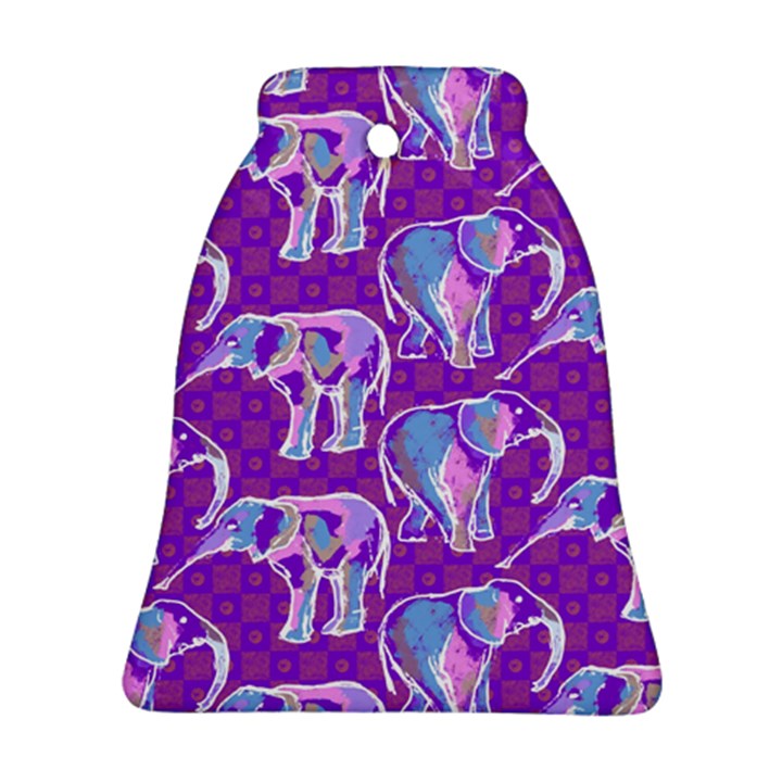 Cute Violet Elephants Pattern Ornament (Bell) 