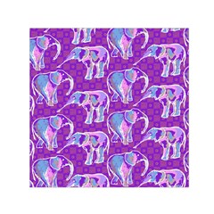 Cute Violet Elephants Pattern Small Satin Scarf (square)  by DanaeStudio