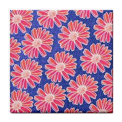 Pink Daisy Pattern Tile Coasters by DanaeStudio