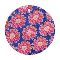 Pink Daisy Pattern Ornament (round)  by DanaeStudio