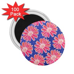 Pink Daisy Pattern 2 25  Magnets (100 Pack)  by DanaeStudio