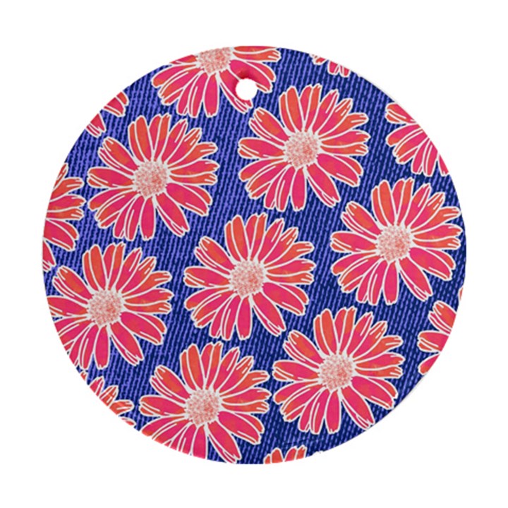 Pink Daisy Pattern Round Ornament (Two Sides) 