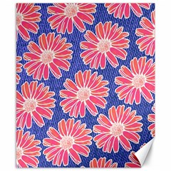 Pink Daisy Pattern Canvas 8  X 10 