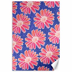 Pink Daisy Pattern Canvas 12  X 18   by DanaeStudio