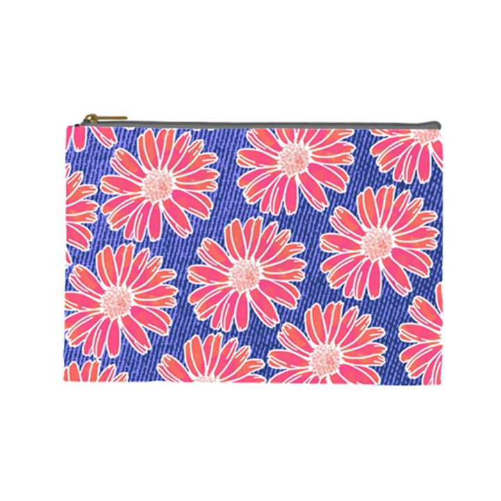 Pink Daisy Pattern Cosmetic Bag (Large) 