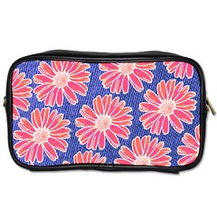 Pink Daisy Pattern Toiletries Bags 2-side by DanaeStudio