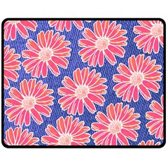 Pink Daisy Pattern Double Sided Fleece Blanket (medium)  by DanaeStudio