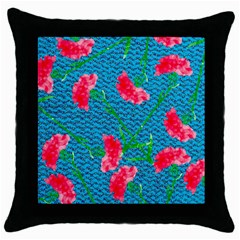 Carnations Throw Pillow Case (Black)