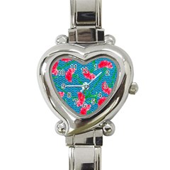 Carnations Heart Italian Charm Watch