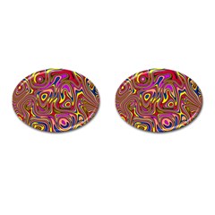 Abstract Shimmering Multicolor Swirly Cufflinks (oval) by designworld65