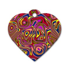 Abstract Shimmering Multicolor Swirly Dog Tag Heart (one Side) by designworld65