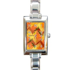 Fall Colors Leaves Pattern Rectangle Italian Charm Watch