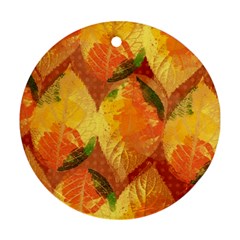Fall Colors Leaves Pattern Ornament (round)  by DanaeStudio