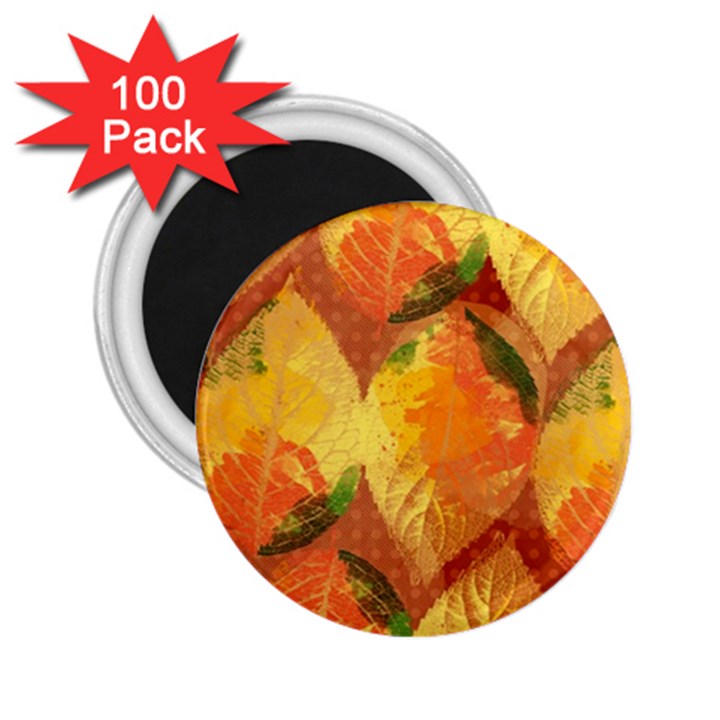 Fall Colors Leaves Pattern 2.25  Magnets (100 pack) 