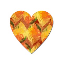 Fall Colors Leaves Pattern Heart Magnet by DanaeStudio