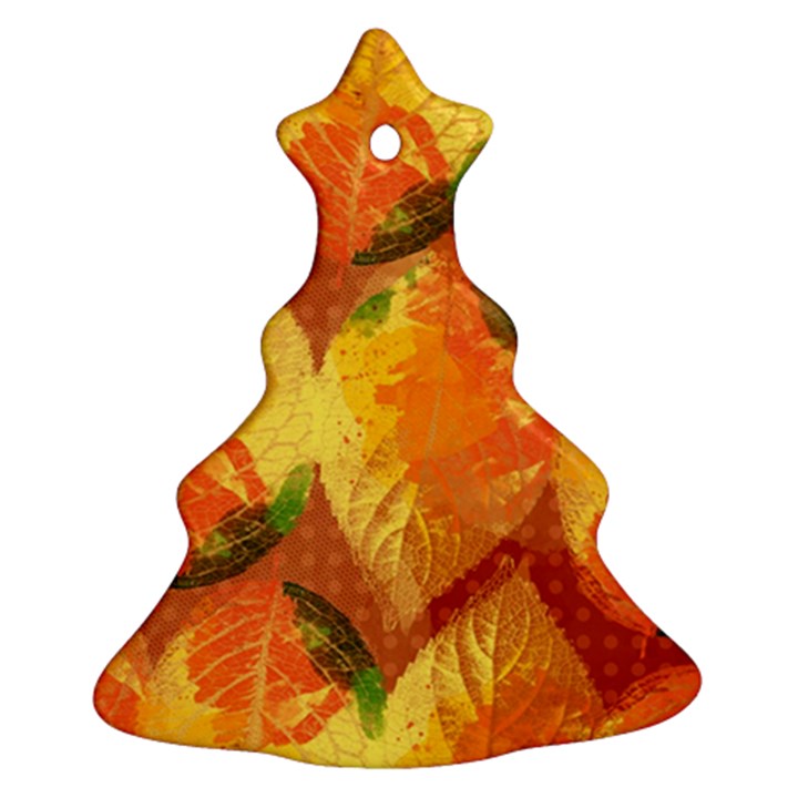 Fall Colors Leaves Pattern Christmas Tree Ornament (2 Sides)