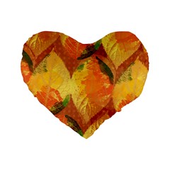Fall Colors Leaves Pattern Standard 16  Premium Flano Heart Shape Cushions by DanaeStudio