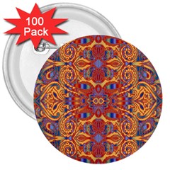 Oriental Watercolor Ornaments Kaleidoscope Mosaic 3  Buttons (100 Pack)  by EDDArt