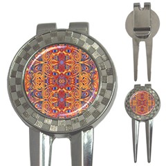 Oriental Watercolor Ornaments Kaleidoscope Mosaic 3-in-1 Golf Divots by EDDArt