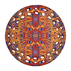 Oriental Watercolor Ornaments Kaleidoscope Mosaic Ornament (round Filigree)  by EDDArt